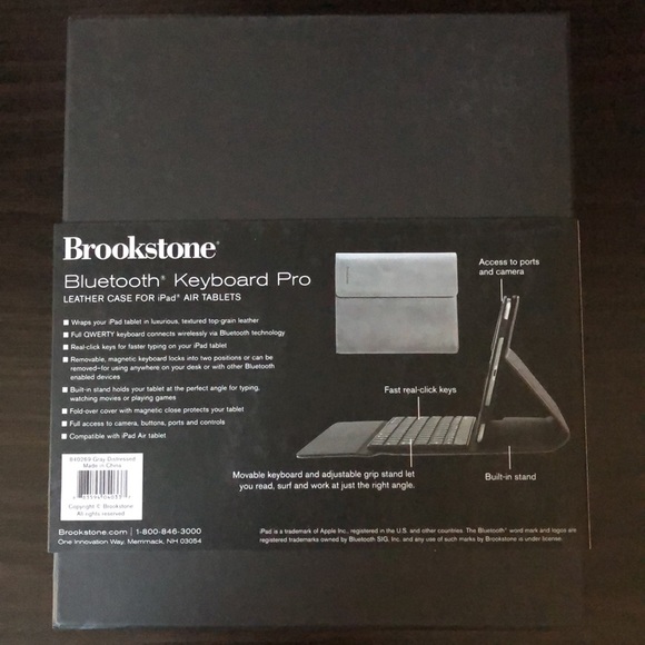 Brookstone Bluetooth Keyboard Pro & Leather Case for iPad Air Tablets - Picture 4 of 10